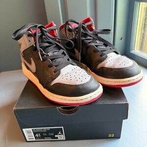 Nike Air Jordan 1 Mid, Black/Fire Red/White/Cement Grey Youth Size 4.5Y